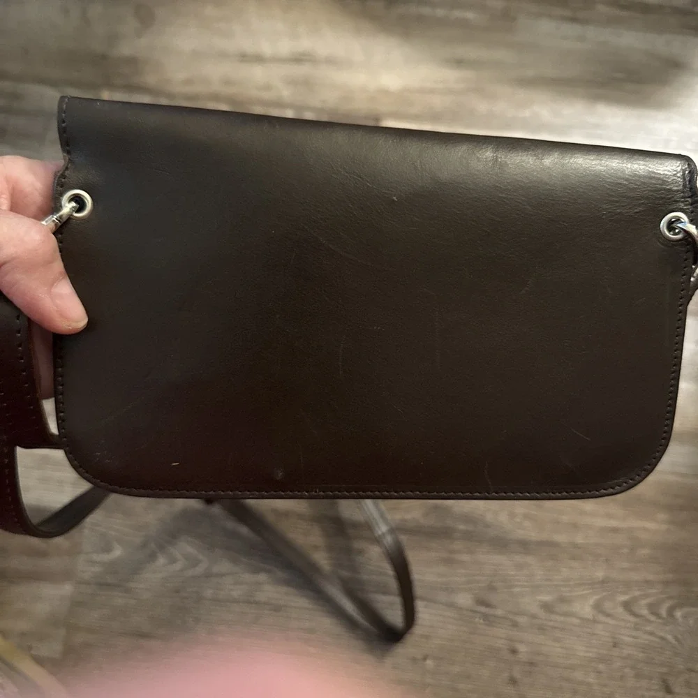 Anonimo Fiorentino Leather Crossbody Bag Brown Tongue And Slot Closure VTG SMALL